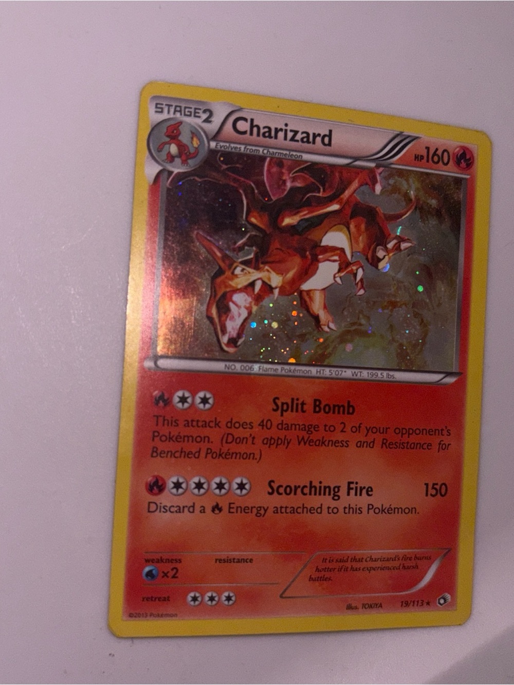 Pokemon Charizard Holographic Card - Red, Yellow